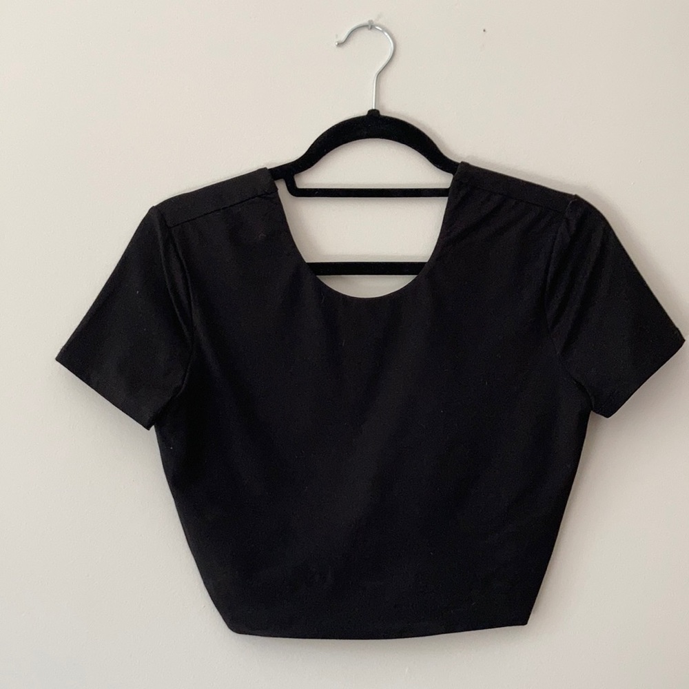 Low scoop back with knot tie crop top